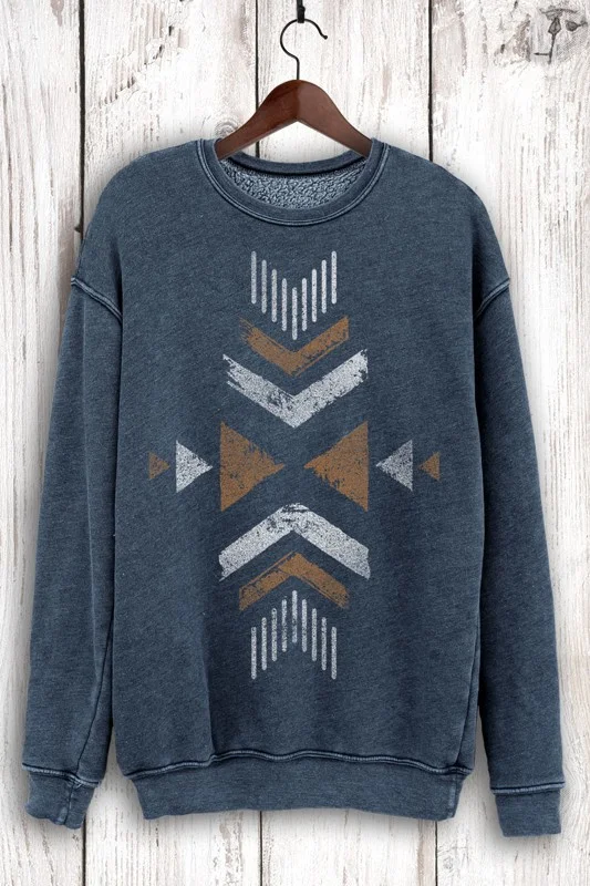 Aztec Chevron Tribal Mineral Wash Sweatshirt - Image 4