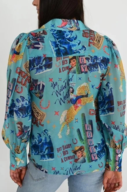 Turquoise Cowgirl Button Up - Image 2