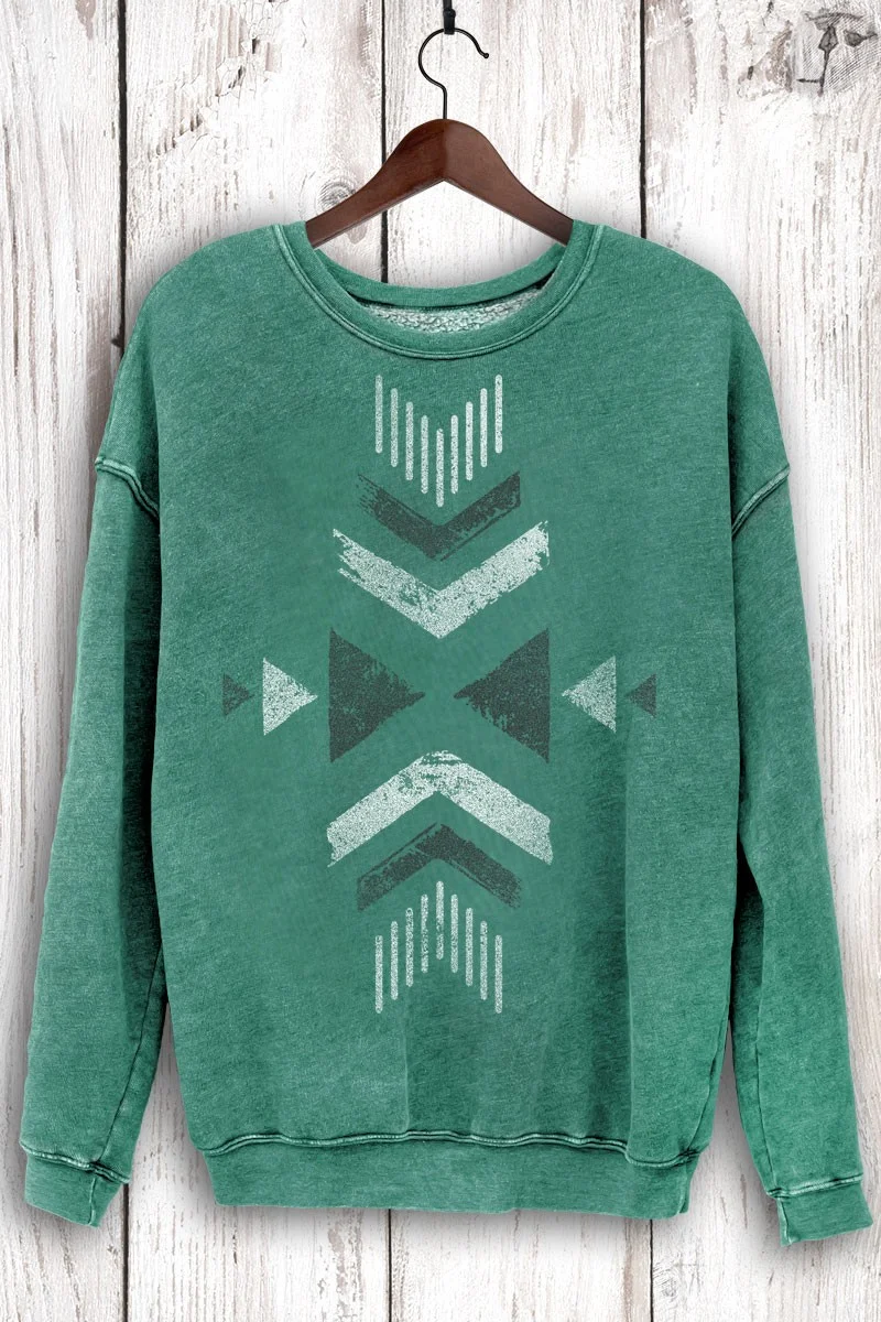 Aztec Chevron Tribal Mineral Wash Sweatshirt - Image 3