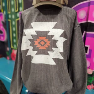 Corded Grey Aztec Sweatshirt