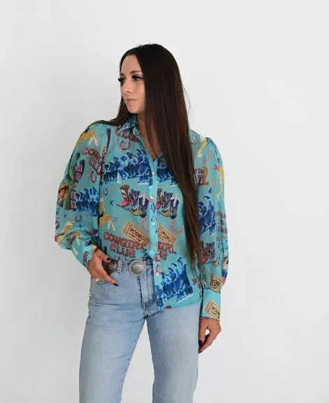 Turquoise Cowgirl Button Up - Image 4