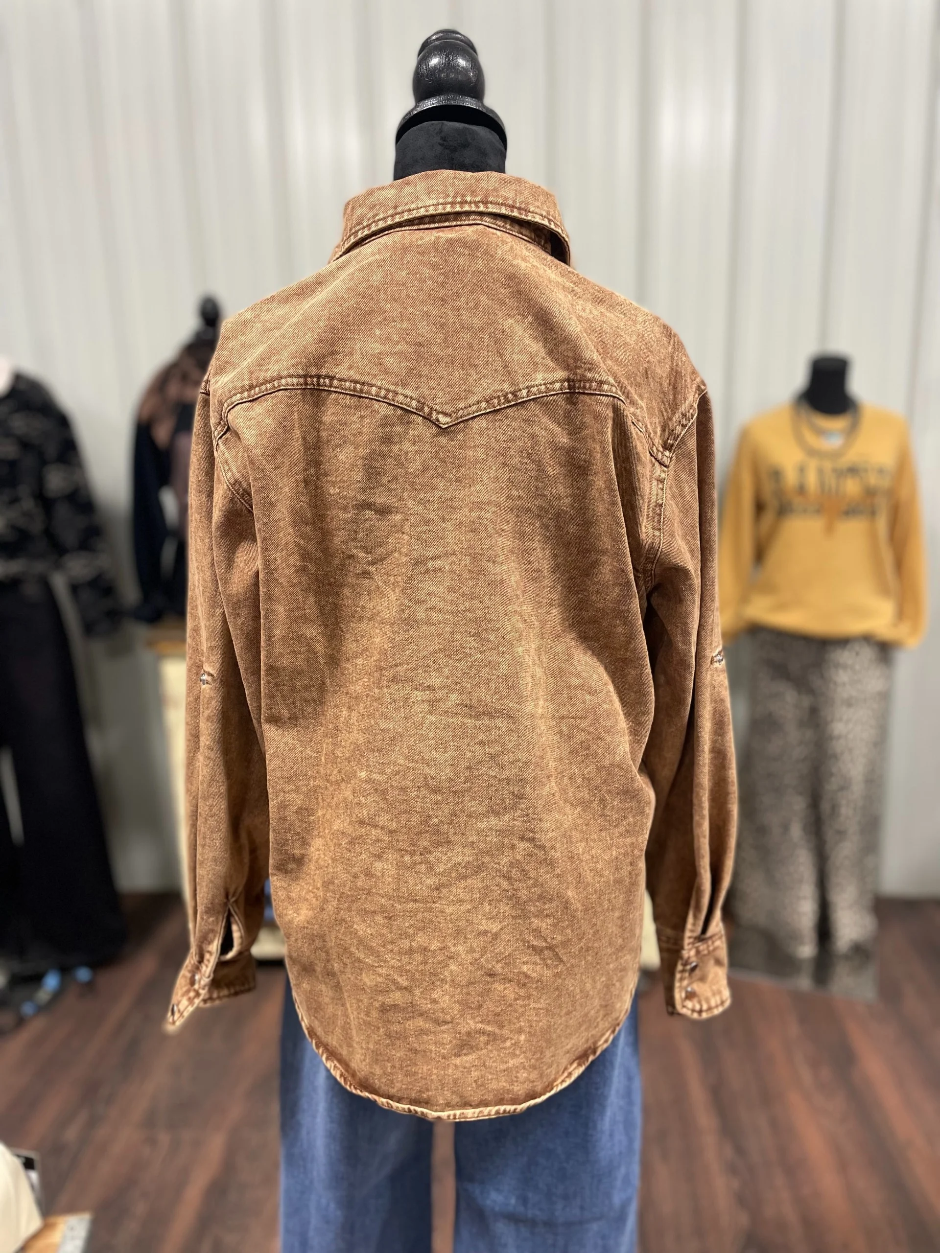 Distressed Brown Jean Jacket - Image 3