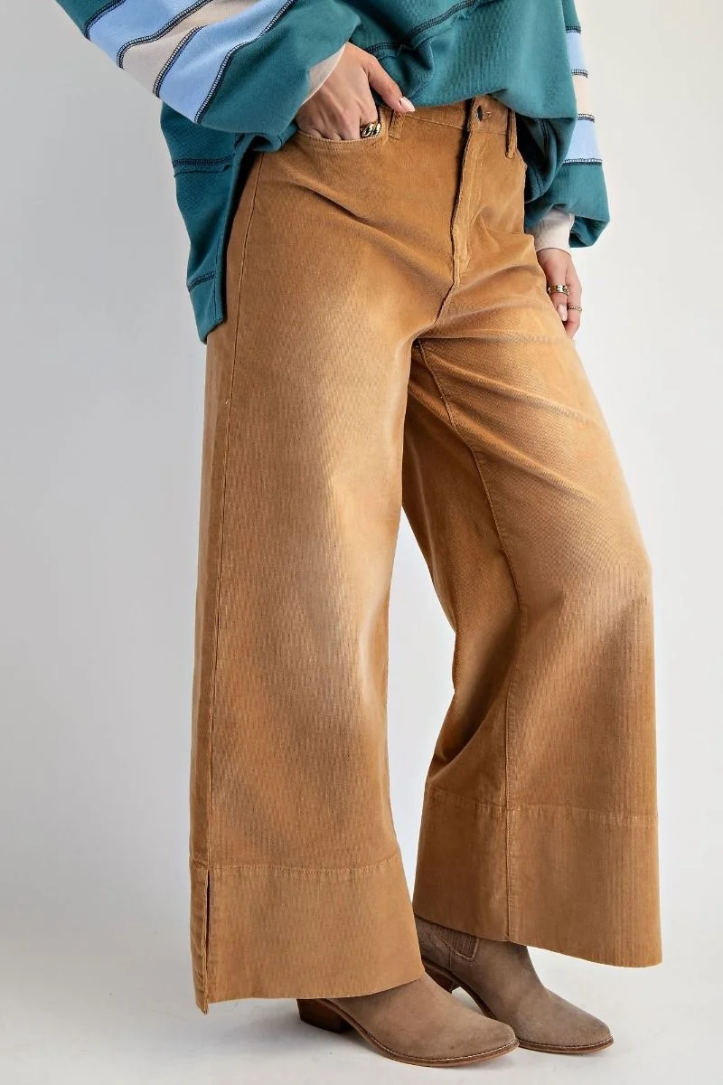 Camel Stretchy Corduroy Wide Leg - Image 3