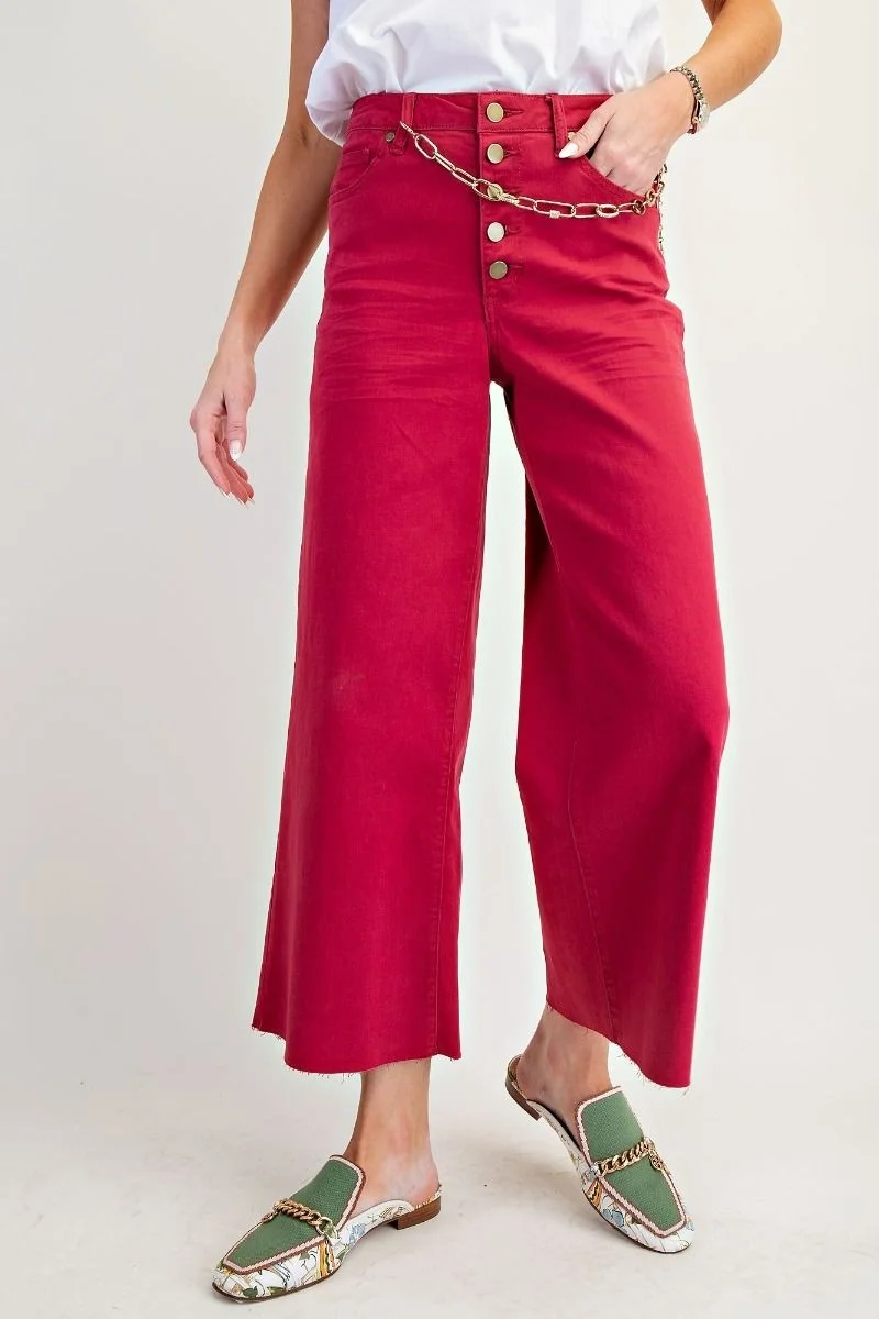 Red Button fly Stretch Pant - Image 3