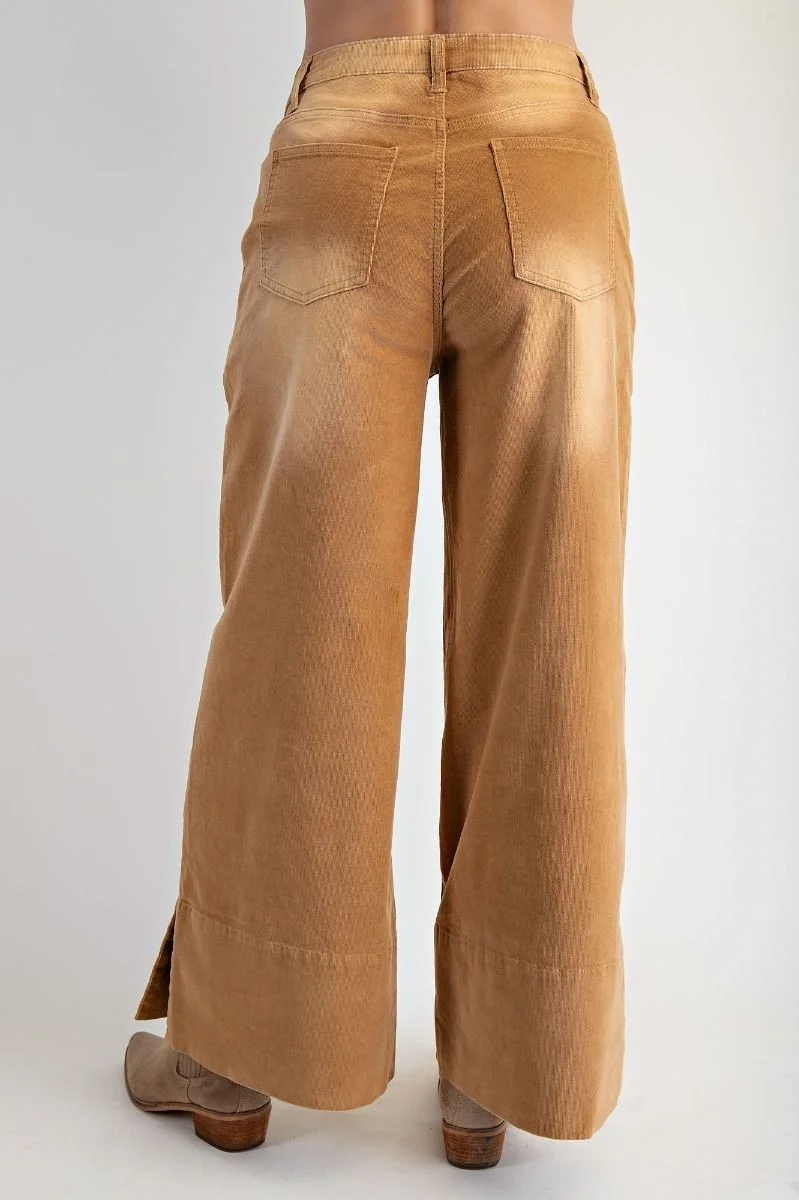 Camel Stretchy Corduroy Wide Leg - Image 2