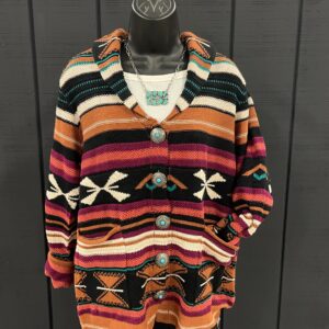 Southwest Cardigan, Purple-Orange