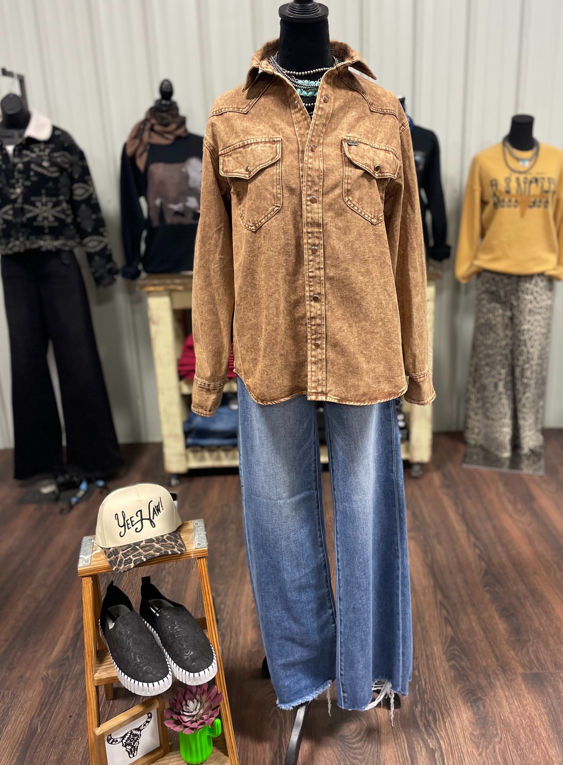 Distressed Brown Jean Jacket
