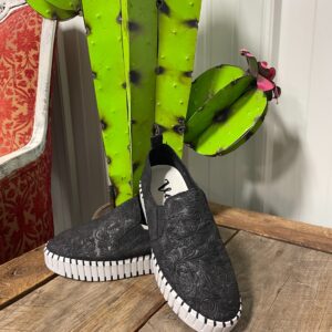 Tooled Black Leather Shoes