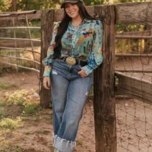 Turquoise Cowgirl Button Up
