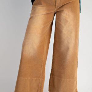 Camel Stretchy Corduroy Wide Leg