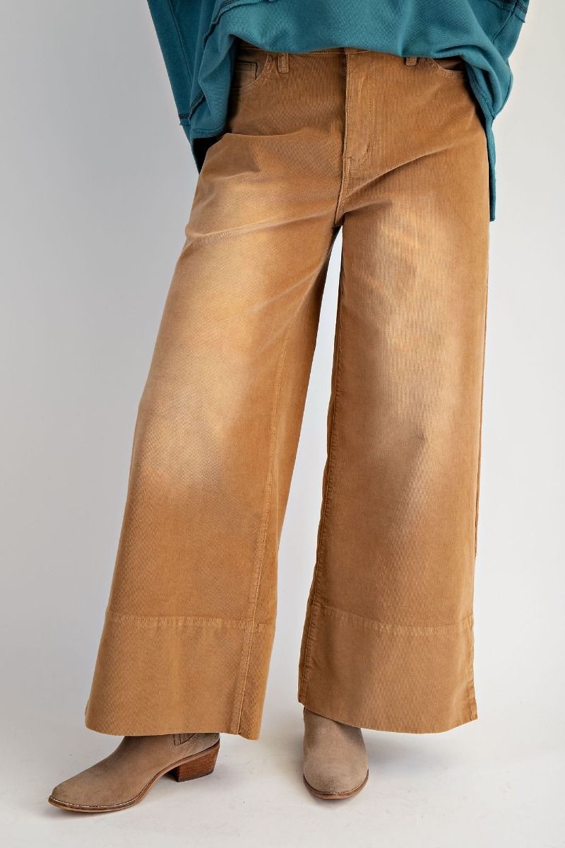 Camel Stretchy Corduroy Wide Leg