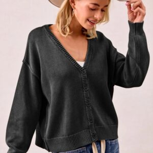 Black/Charcoal vintage wash cardigan