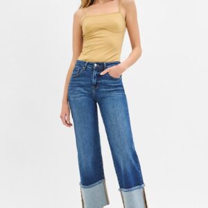 Crop Mid Rise Wide Cuff