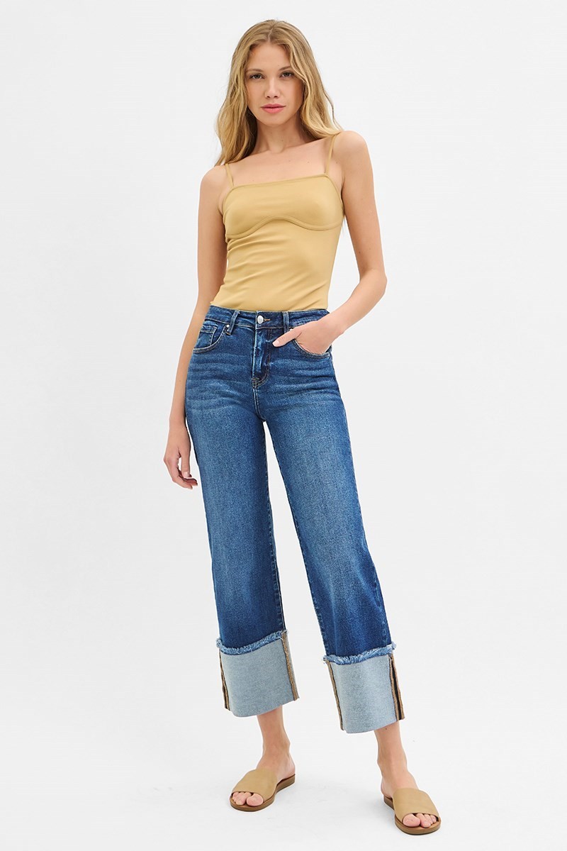 Crop Mid Rise Wide Cuff