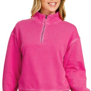 Hot Pink Half Zip Pullover
