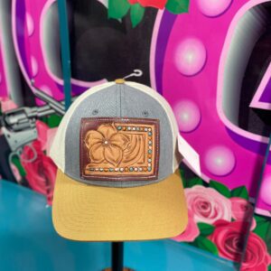 Tooled Leather Yellow Bill Hat