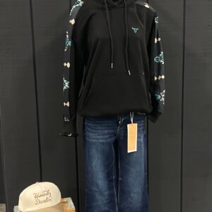 Black Hoodie w/aztec sleeve