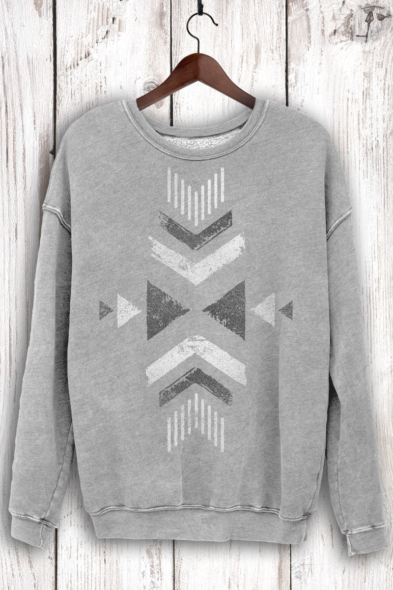 Aztec Chevron Tribal Mineral Wash Sweatshirt