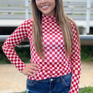 Red checkered mesh top