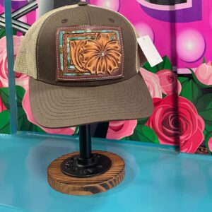 Brown tooled leather hat