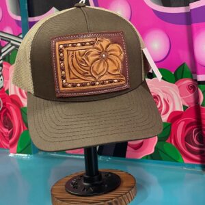 Brown tooled Flower truck hat