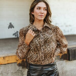 Western Wild Leopard Button Up