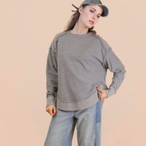 Grey Mineral Wash Knit top