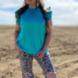 Baby Doll Top-Turquoise