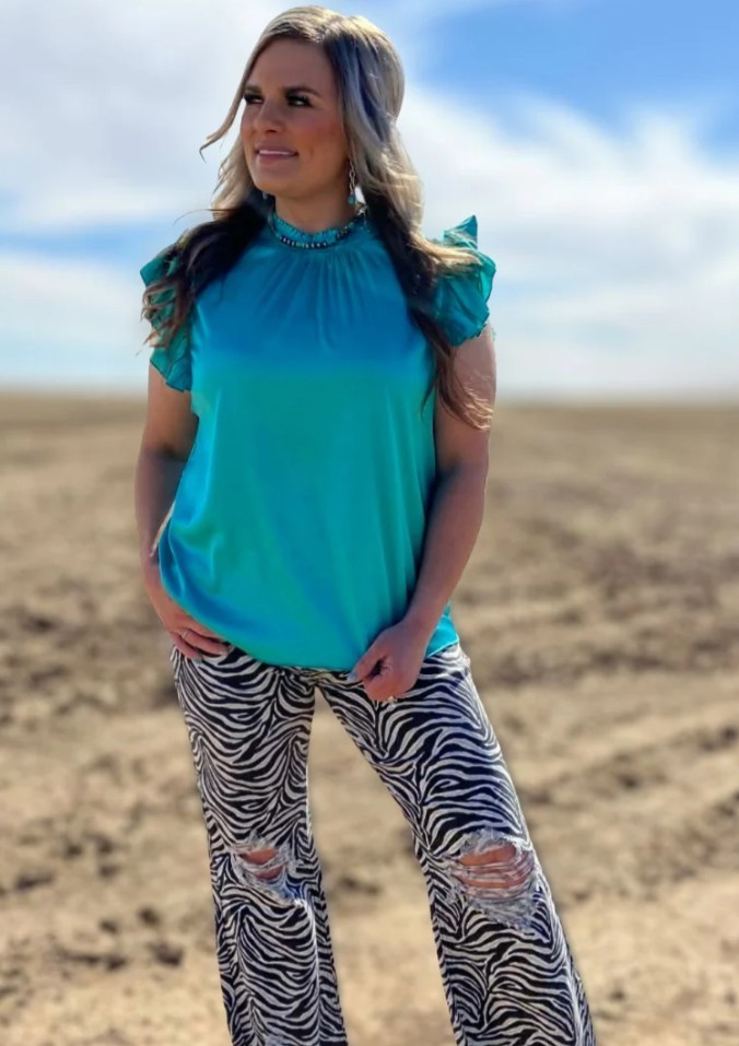 Baby Doll Top-Turquoise