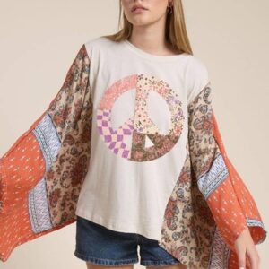 Peace Floral Patch Top