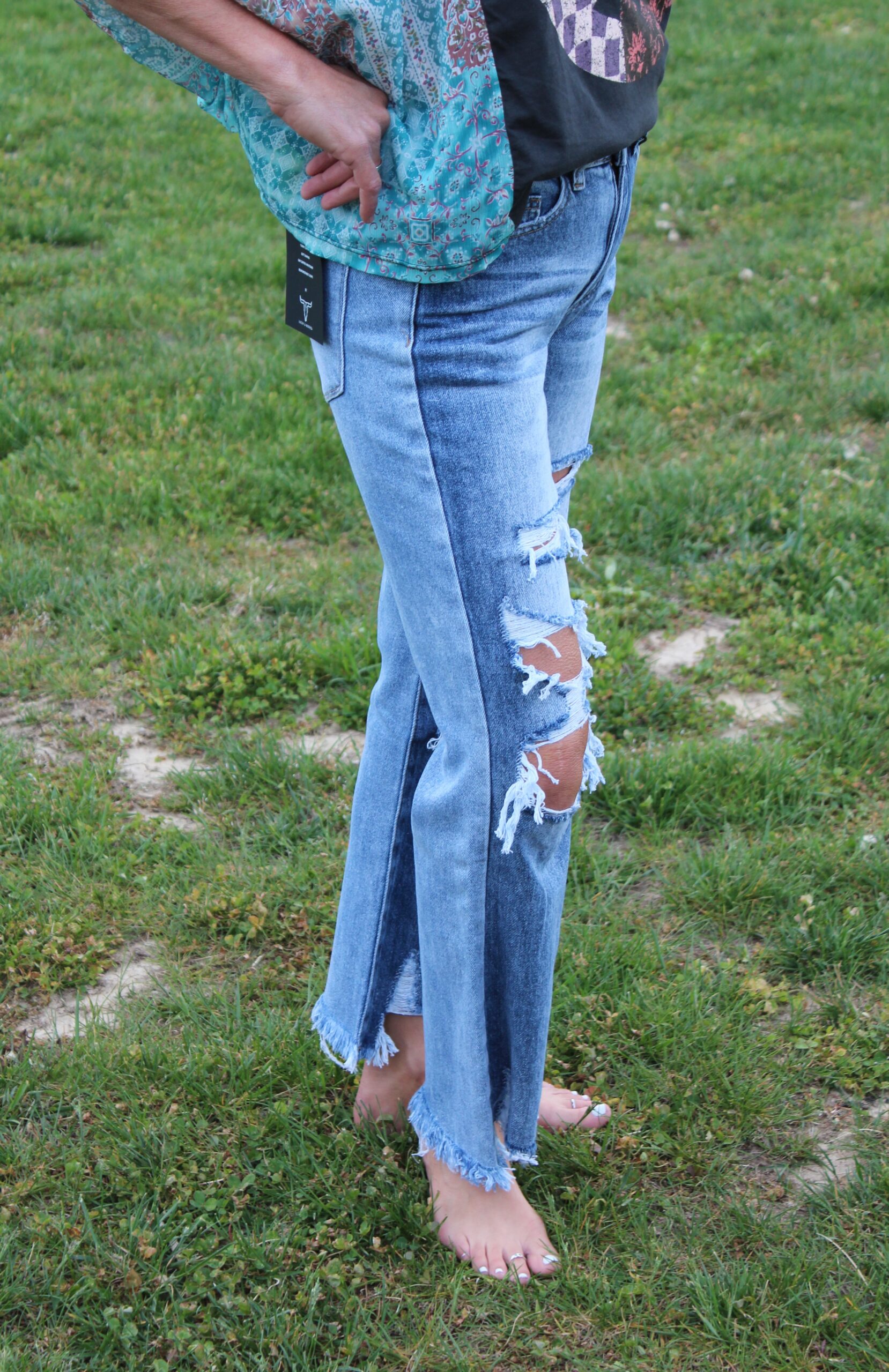 Wildflower fringe cropped jeans - Image 3