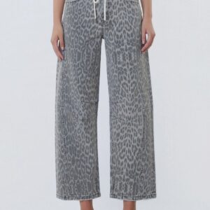 Grey Leopard Barrel Jeans