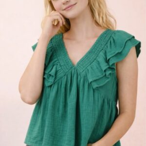 Ruffle Sleeve Gauze Top