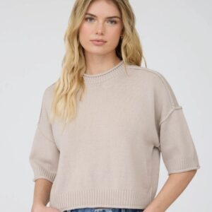 Short Sleeve Sweater-Taupe