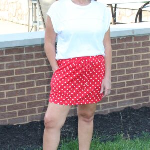 Red white poka dot skort