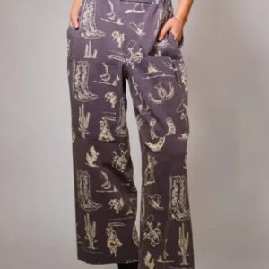 Western Motif wide leg pants