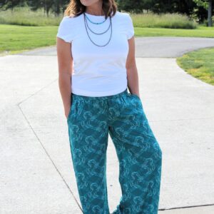 Teal Horse Print Pants