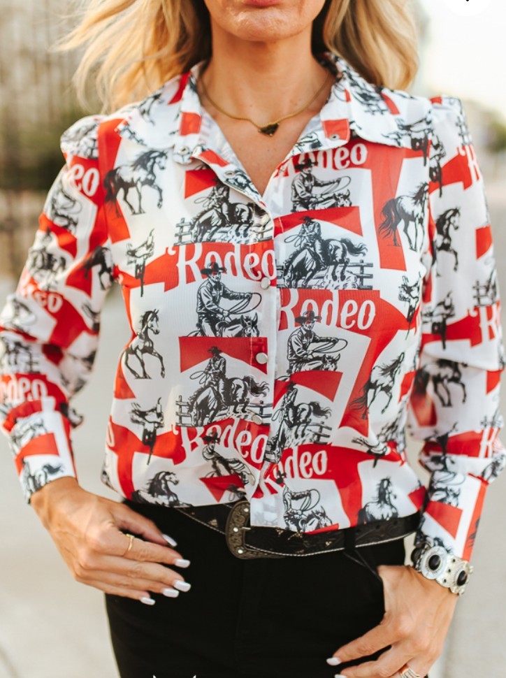 Rodeo graphic button up