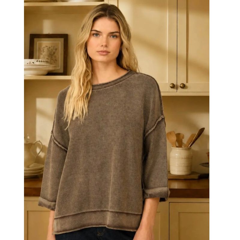 Mocha Mused Washed Sweater