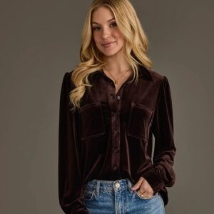 Expresso Velvet Button Up