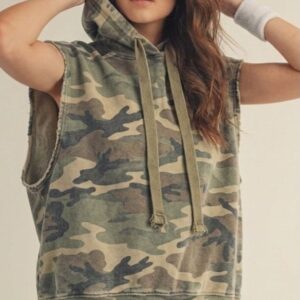 Vintage camo sleeveless hoodie
