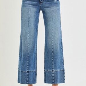 Risen Tummy Control High Rise Cropped Wide Leg Jeans