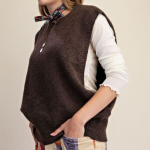 Brown oversized sweater vest
