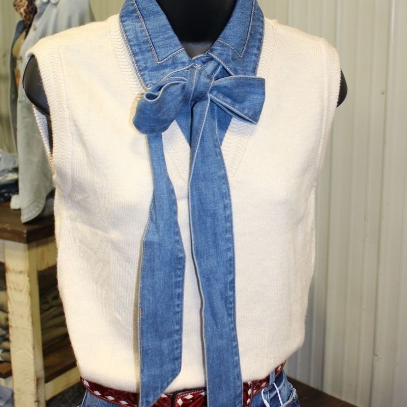 Denim Tie Neck Sleeveless